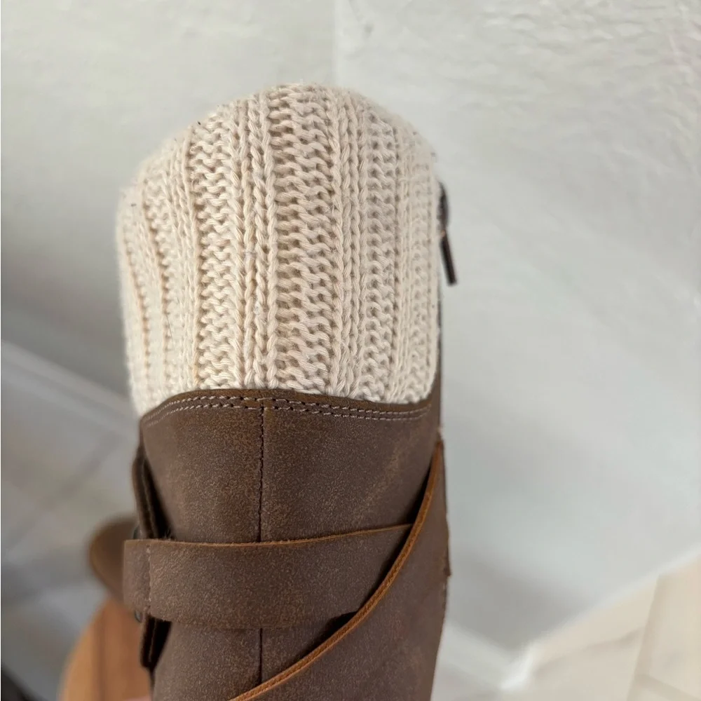 Rachel Shoes Brown Winter Boots with Knit Cuff - Picture 9 of 14